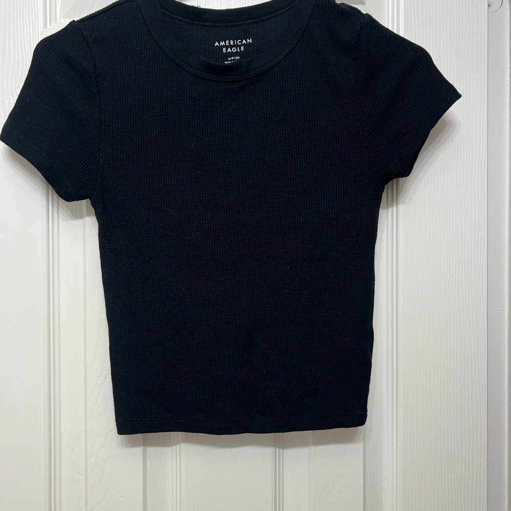 American Eagle Outfitters Charcoal Ribbed Top